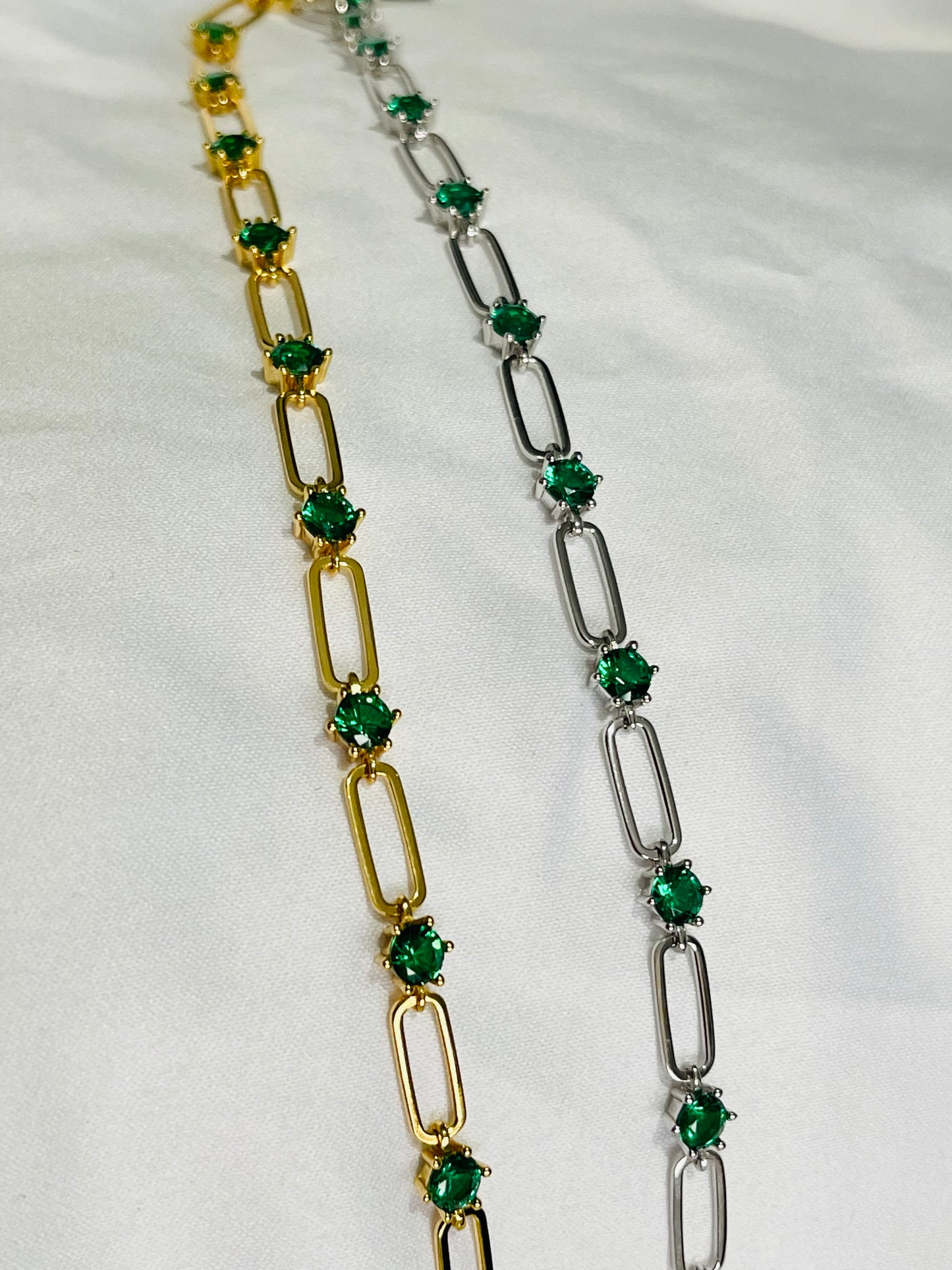 925 Green moissanite paper clip necklace