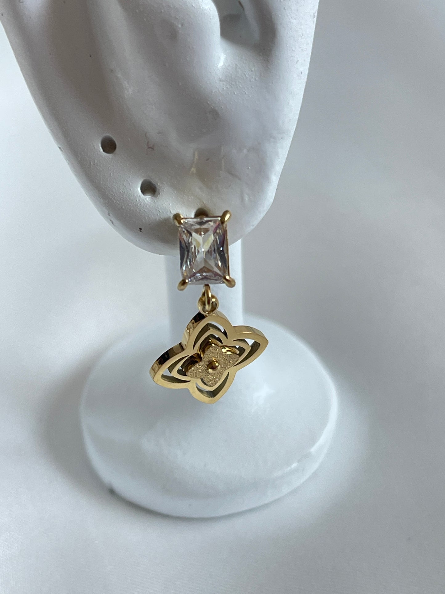 Dangling stud CZ charm earrings