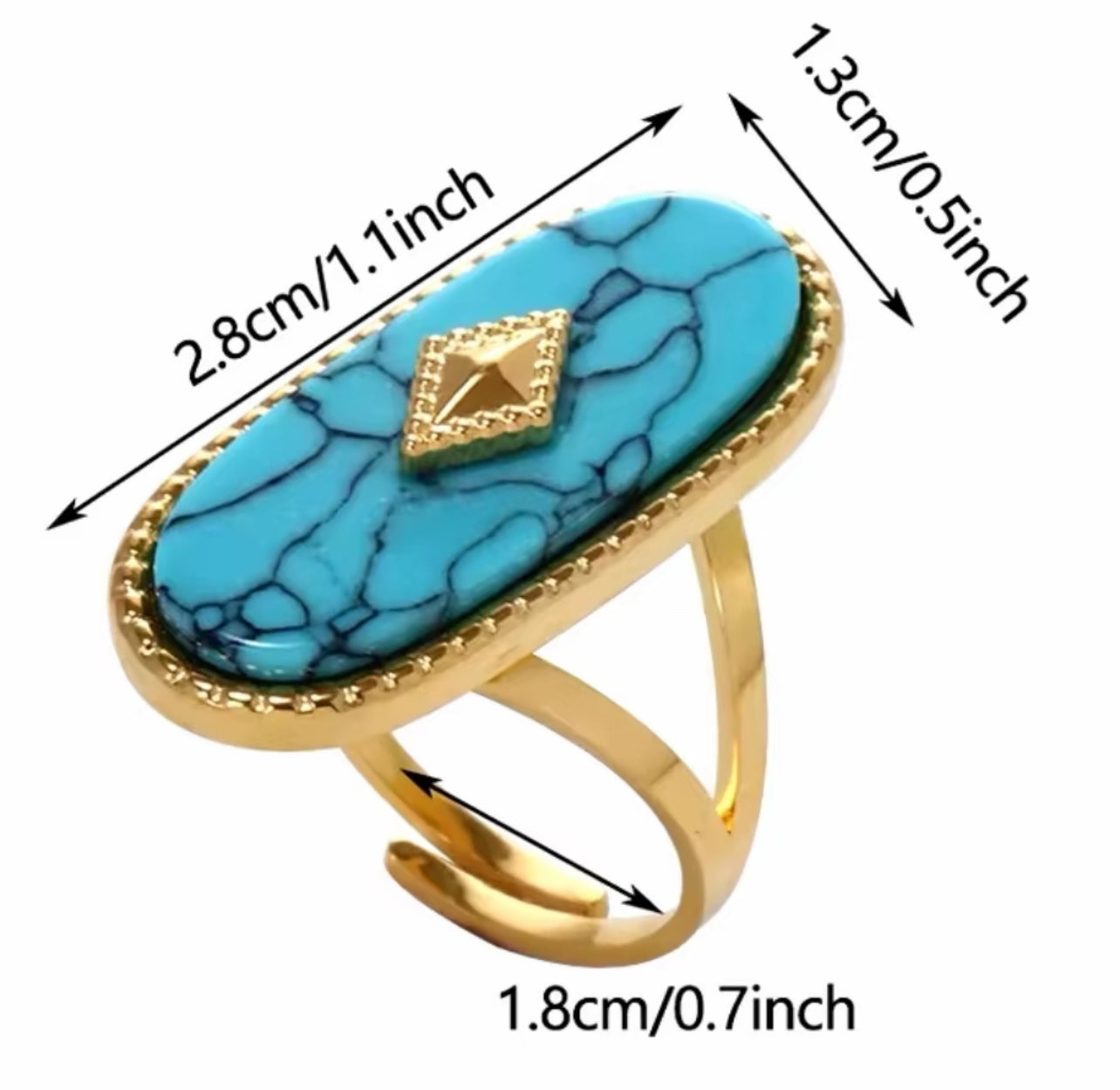 Adjustable oval stone open ring