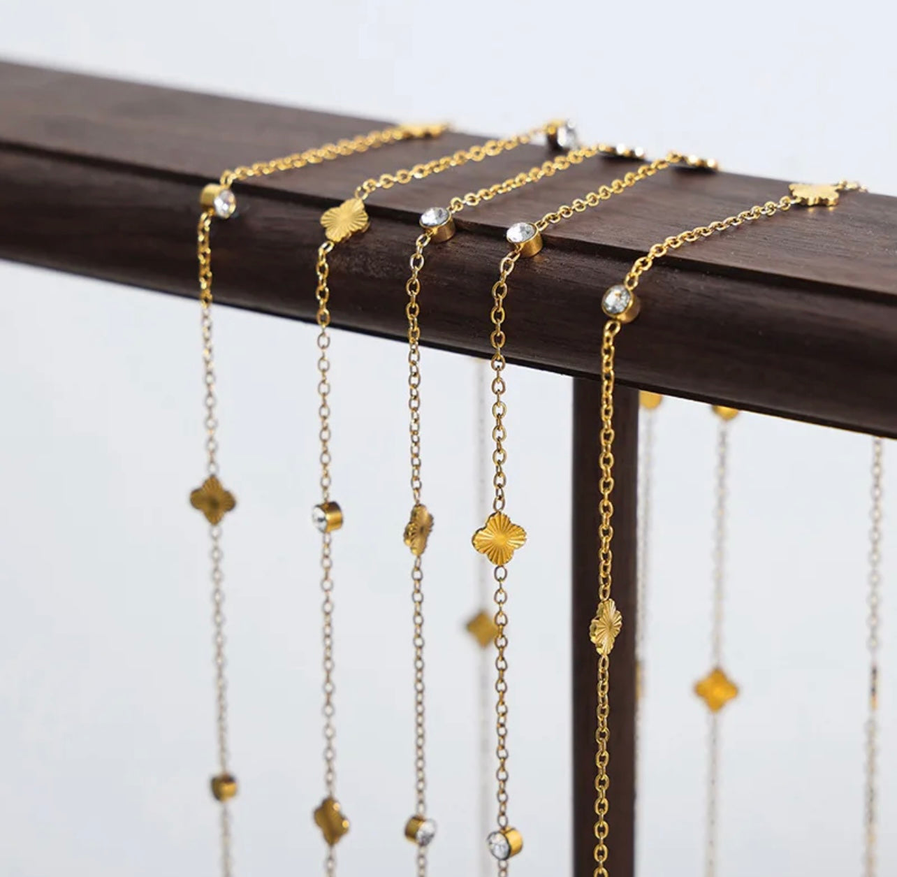18k plated dainty flower CZ stone necklace