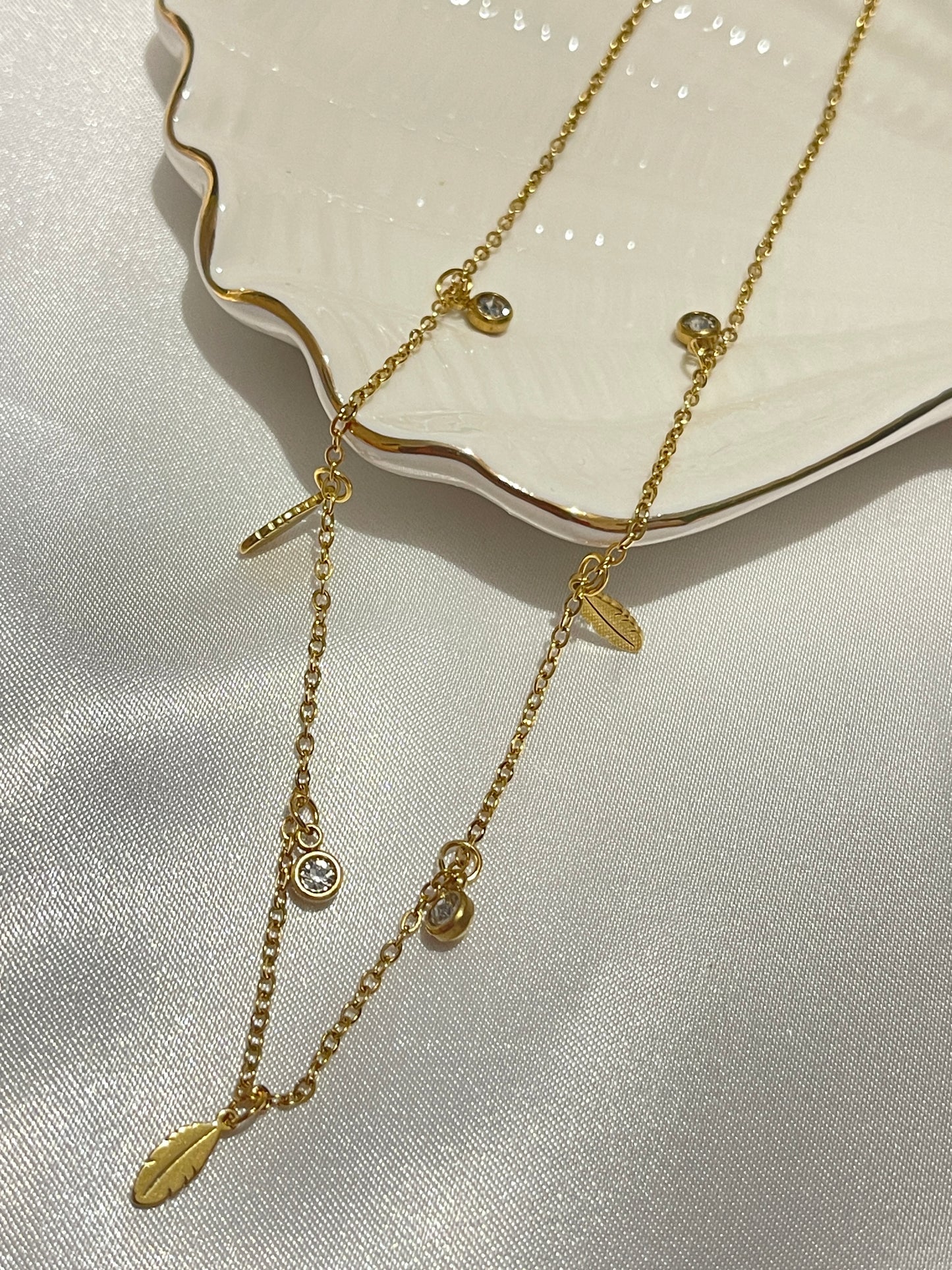 Dainty CZ stone necklace set