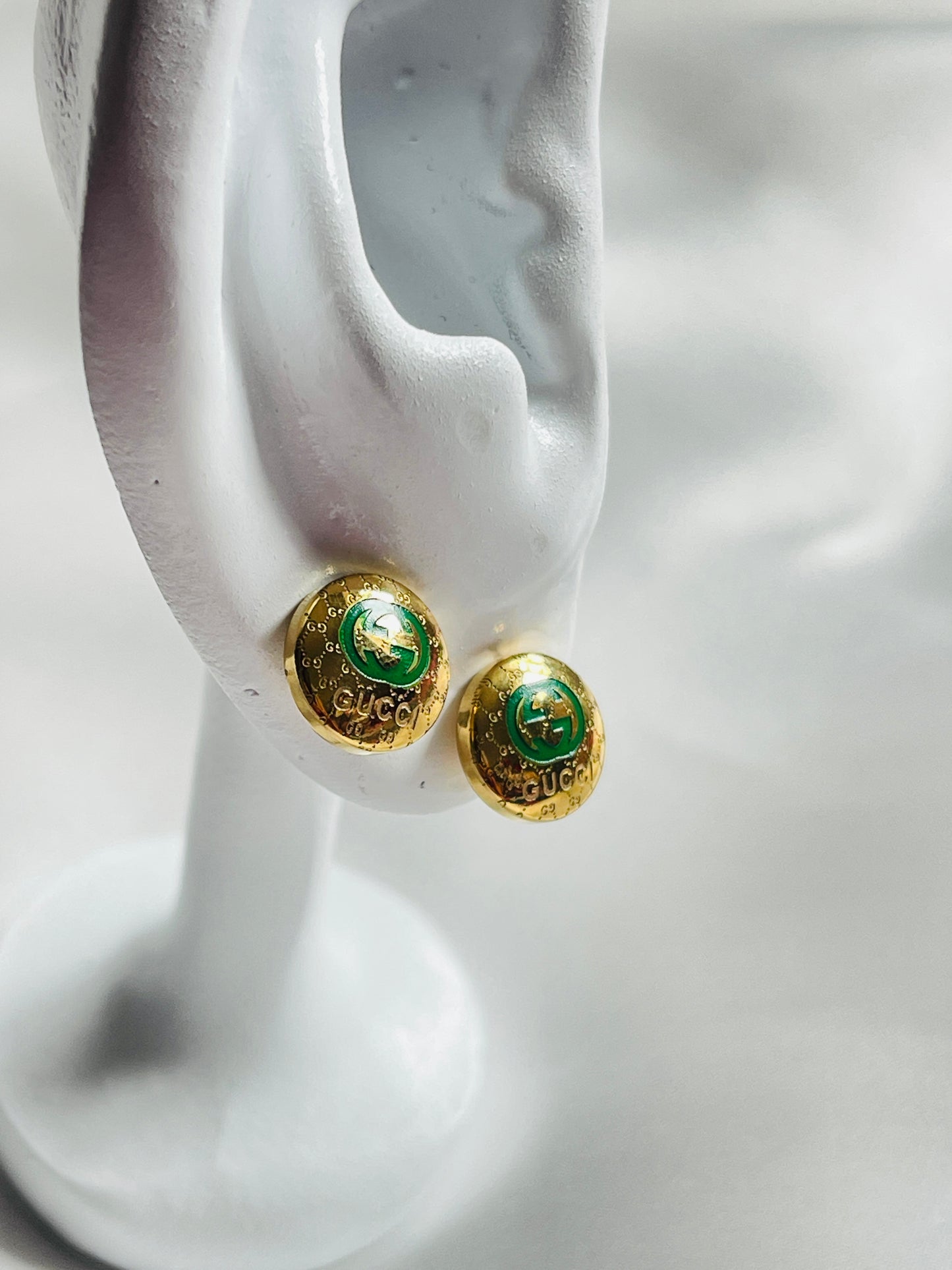Gold green Geegee studs