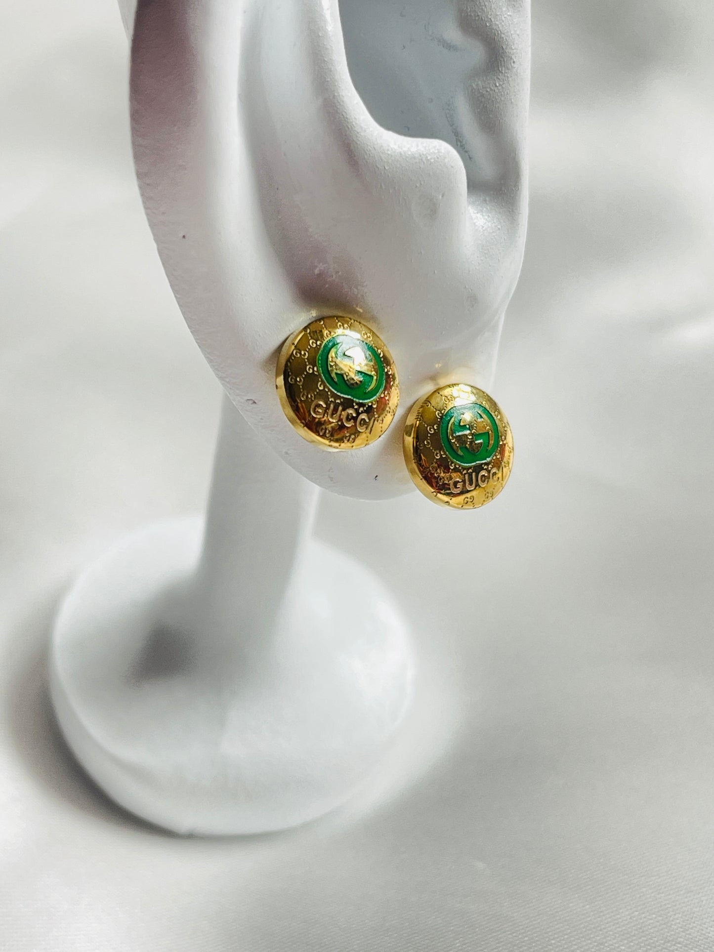 Gold green Geegee studs