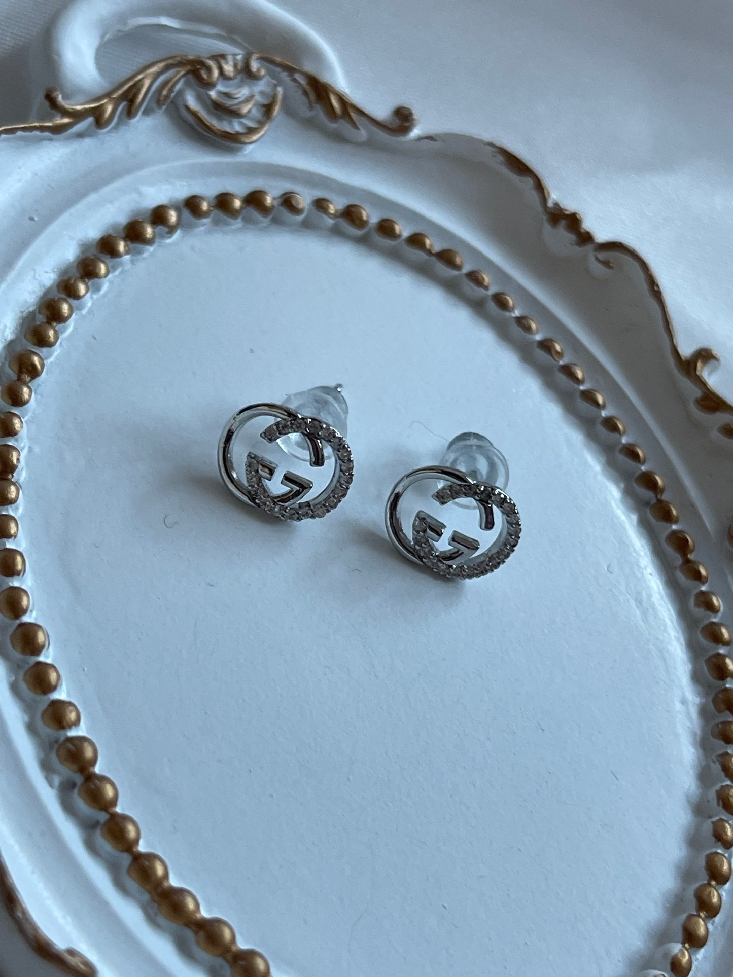 GG silver stone studs