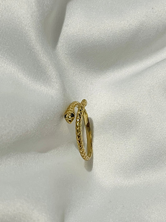 9k solid gold mini pattern snake ring