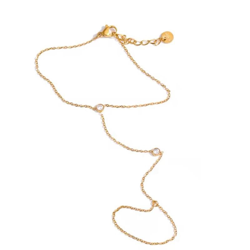 Round mini stone hand Chain bracelet