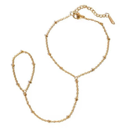 Beaded Hand Chain Bracelet