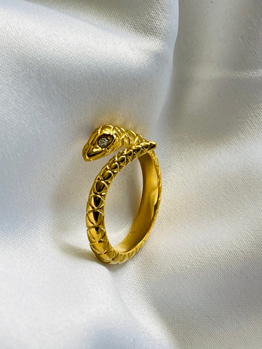 Clear eyes snake pattern ring