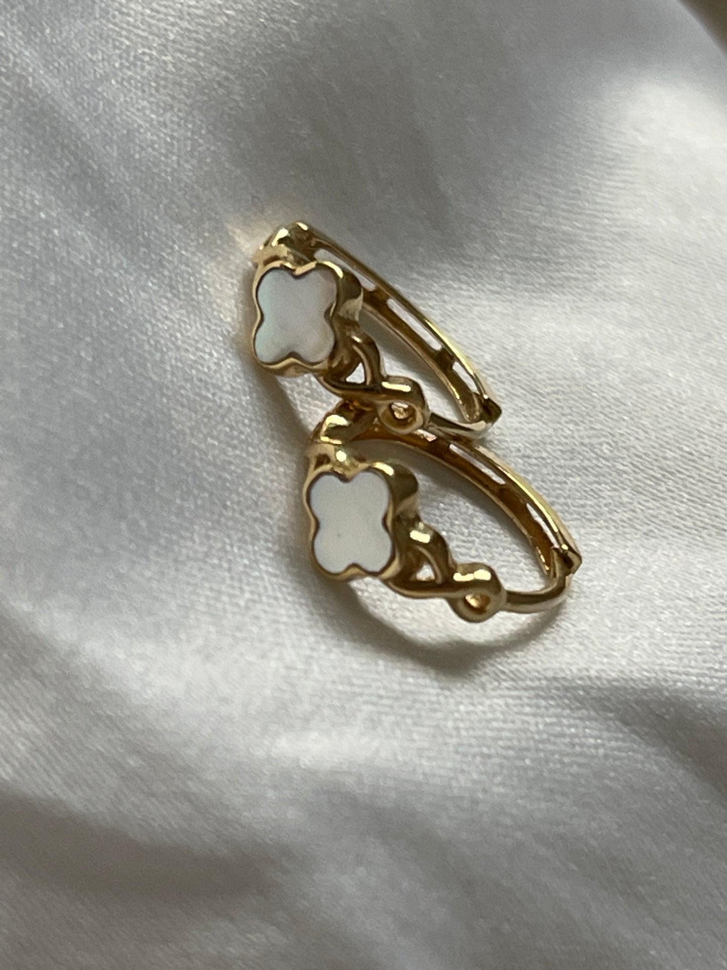 18k solid gold clover Huggies earrings