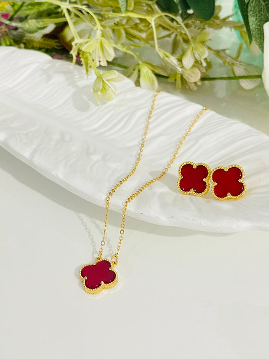 Red clover necklace set