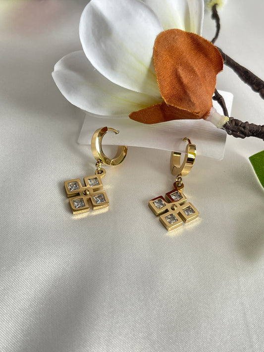 Dangling stone hoops