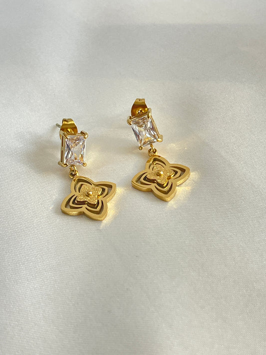 Dangling stud CZ charm earrings