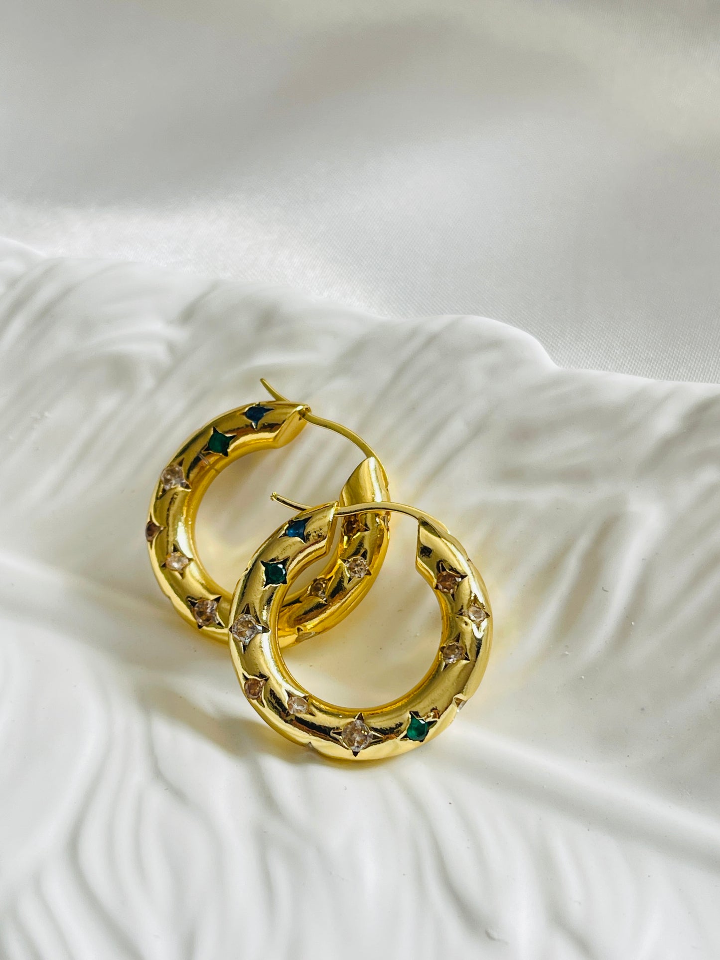 Multi coloured hoop earrings