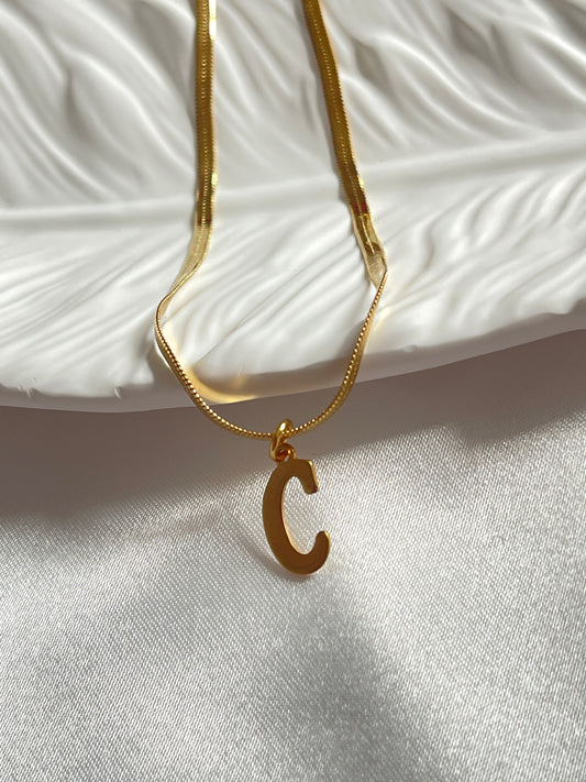 Personalised initial snake bone necklace