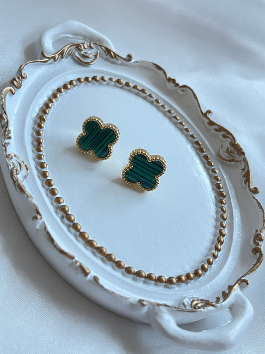Green flower/clover studs