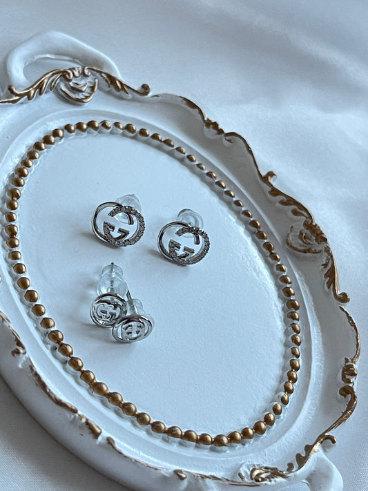 GG silver stone studs